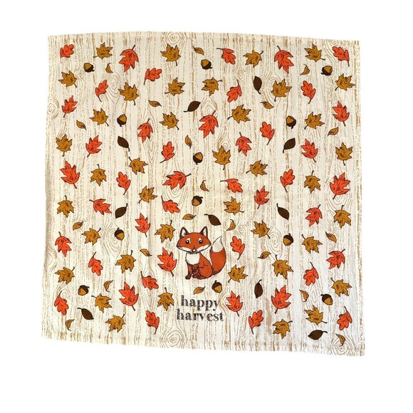 Fall Fox Kitchen Towel 27in Happy Harvest Cotton Autumn Leaves - Picture 5 of 6